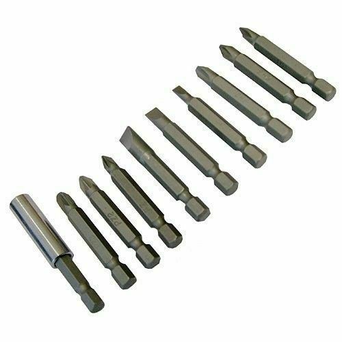 Screwdriver Handle 1/4 Hex + Magnetic Holder + 9Pc Pozi Philips Slotted Bit Set