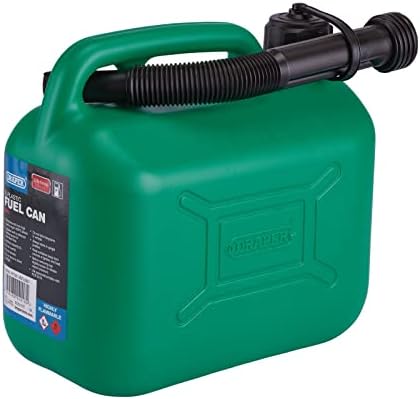 Draper 5L Plastic Petrol Can | Jerry Fuel Diesel Can | 5000cc Water Container | 20mm Flexible Spout Diameter | 290 mm Spout Length | 09052
