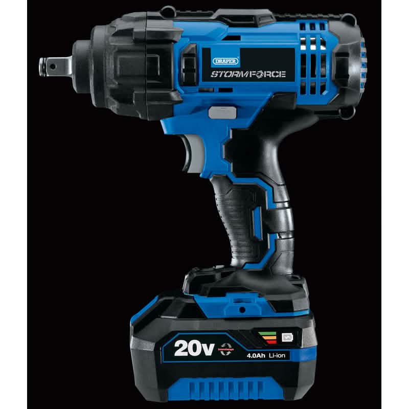 Draper Storm Force 20V Mid-Torque Impact Wrench, 1/2", 400Nm, 1 X 4.0Ah Battery, 1 X Charger 43785