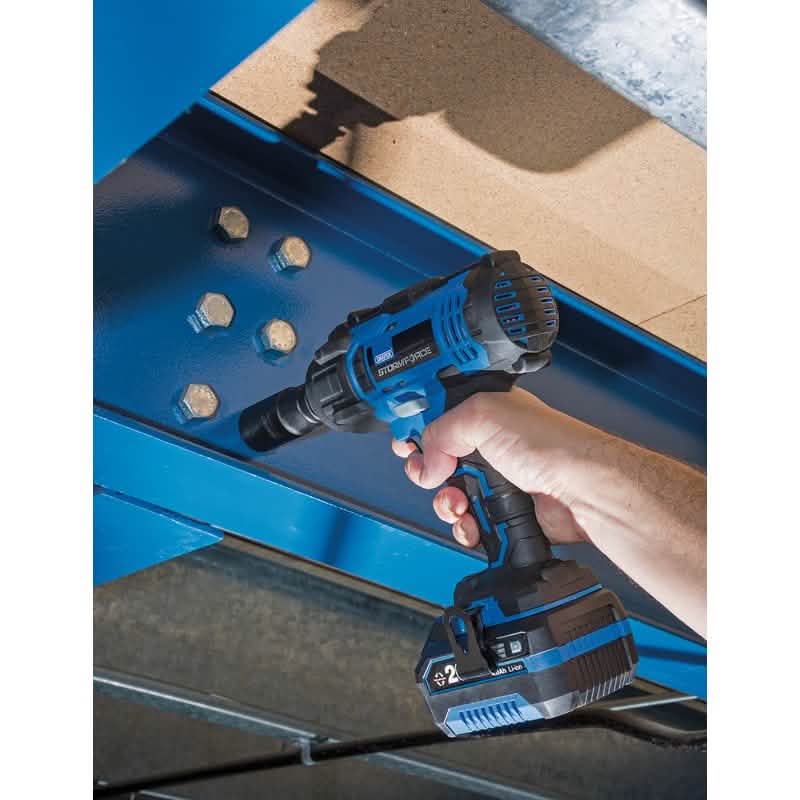 Draper Storm Force 20V Mid-Torque Impact Wrench, 1/2", 400Nm, 1 X 4.0Ah Battery, 1 X Charger 43785