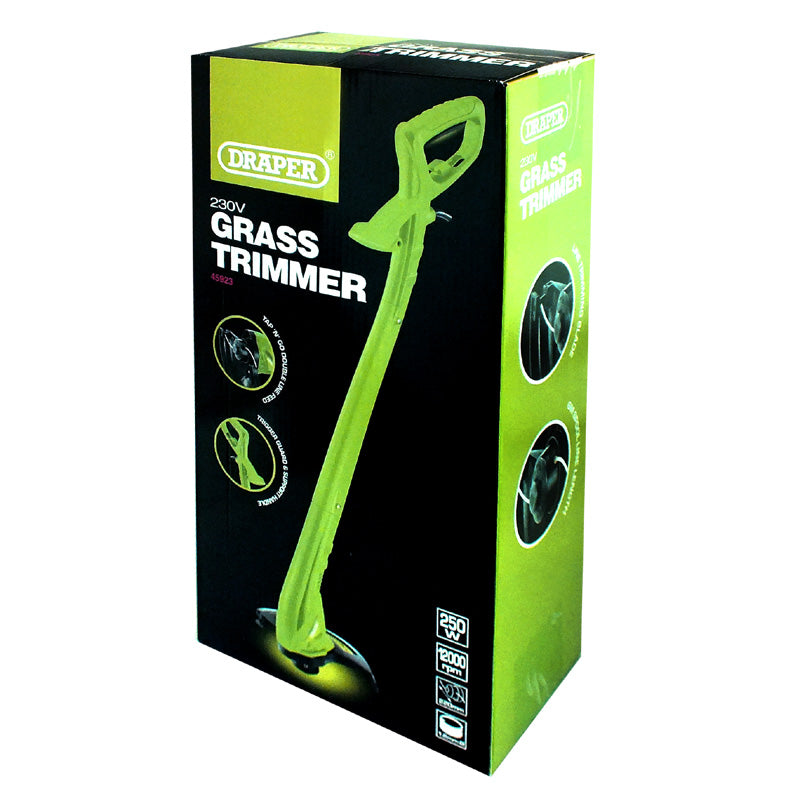 Draper 250w Electric Garden Power Strimmer Grass & Edge Trimmer Double Line Feed
