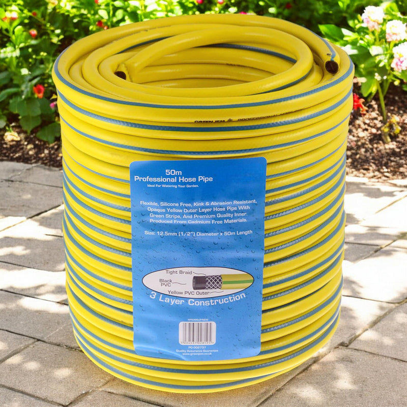 Heavy Duty Reinforced Garden Hose Pipe | 15m-50m Hosepipe | Connectors and Guide also available