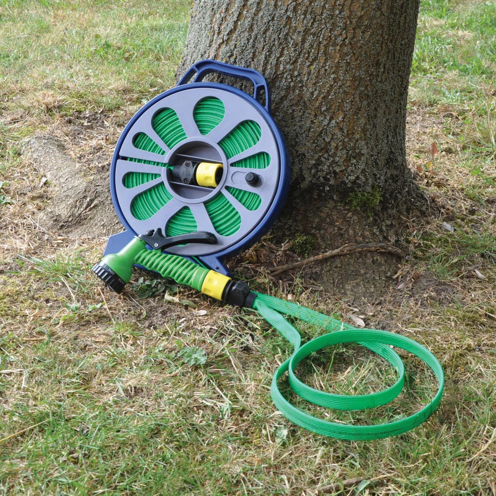 Garden Hose Spray Nozzle Flat Reel Spray Gun Set 15M / 50FT