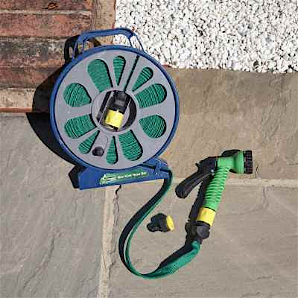 Garden Hose Spray Nozzle Flat Reel Spray Gun Set 15M / 50FT