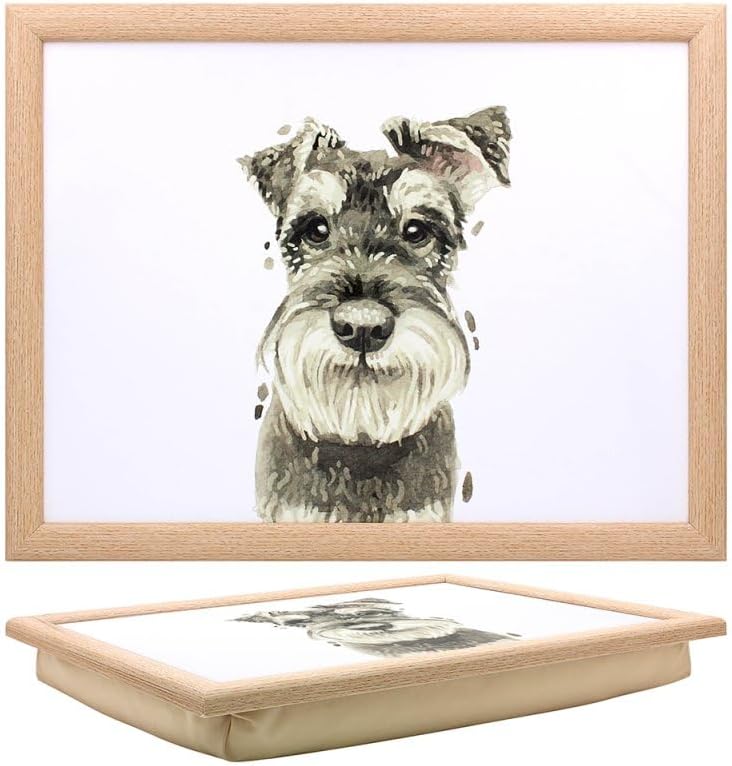 Schnauzer Dog Lap Tray Cushioned Laptop Tray with Padded Beanbag Base | Ideal for TV Dinners or Bed