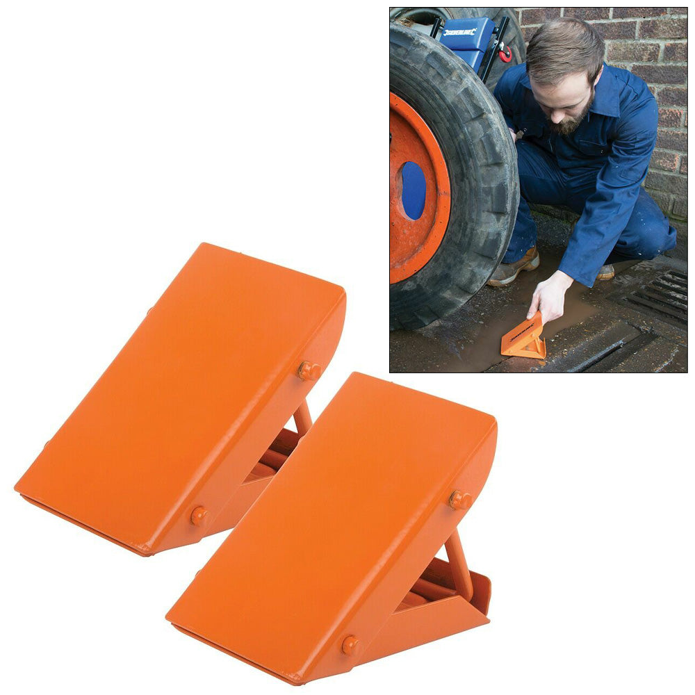 4-PACK Folding Steel Wheel Chocks Car Caravan Boat Motorhome Trailer Tyre Wedge