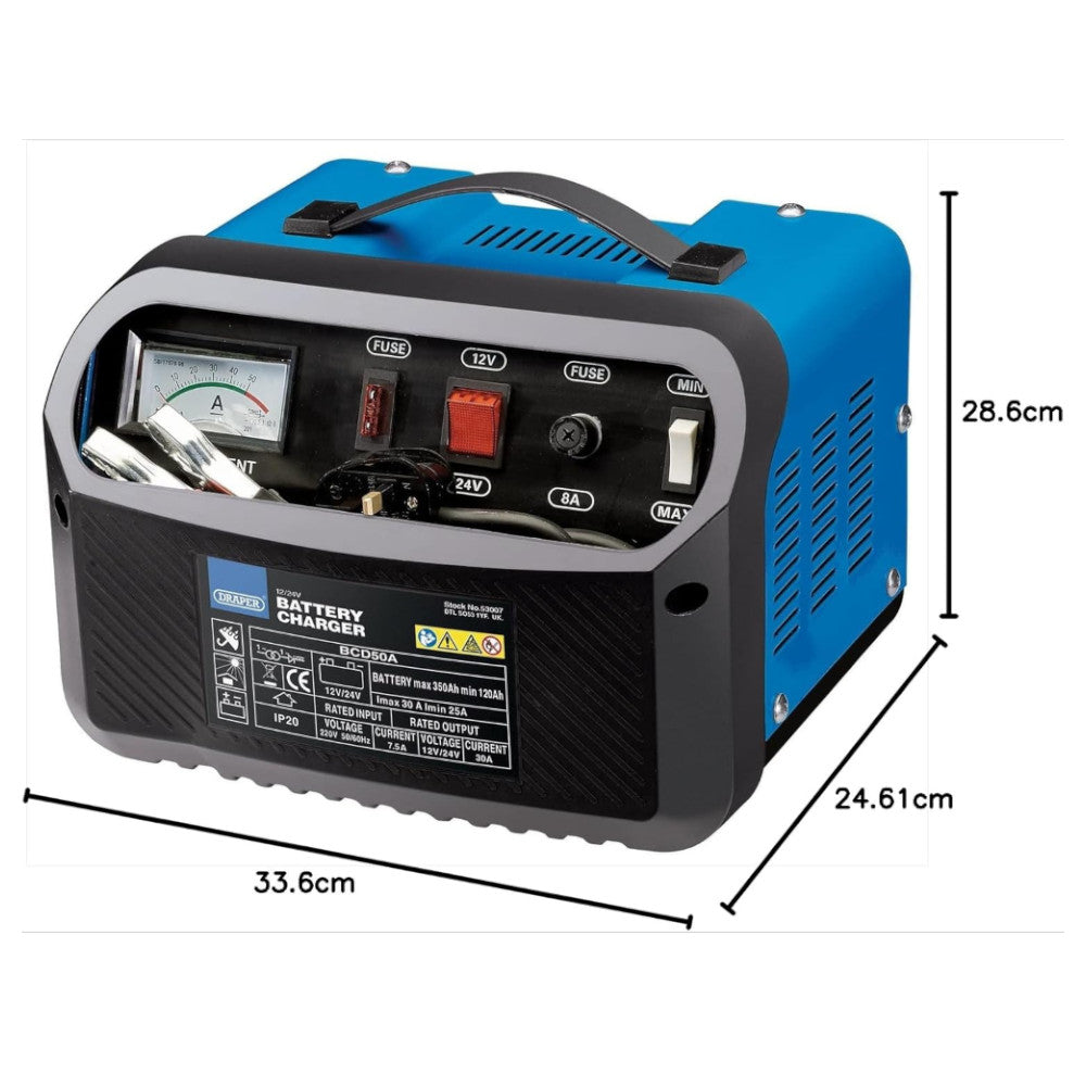 Draper 12/24V 120-350A Battery Charger 53007