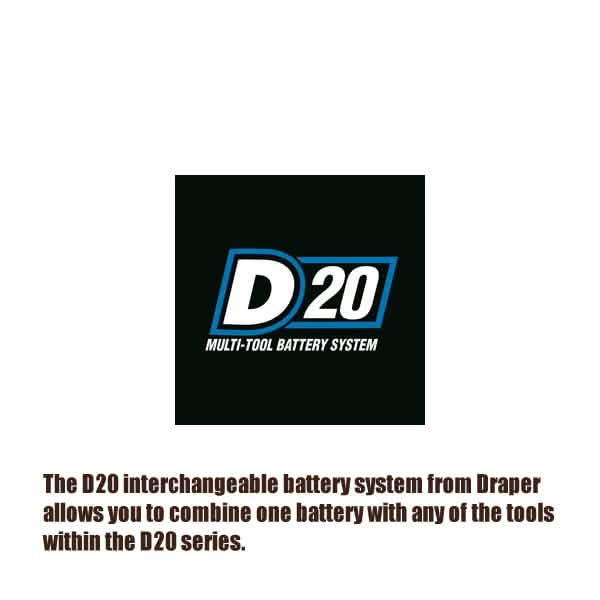 Draper D20 Li-ion Battery 20V 4.0AH | Interchangeable Battery for Cordless Power Tools