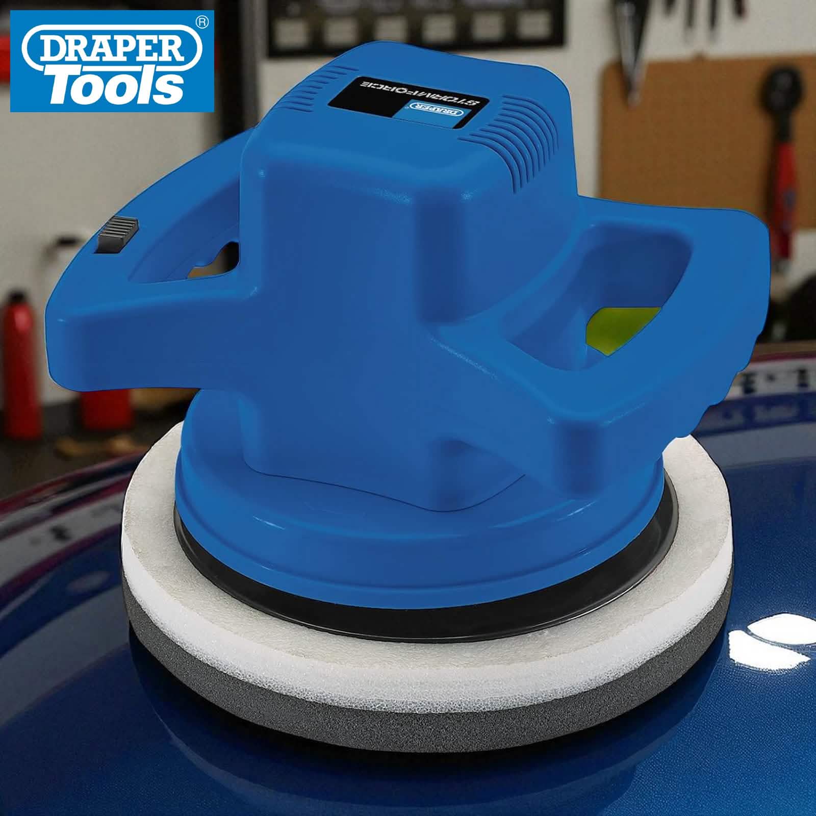 Electric Buffer Car Valeting Polisher Polishing Machine Draper + 4 Bonnets