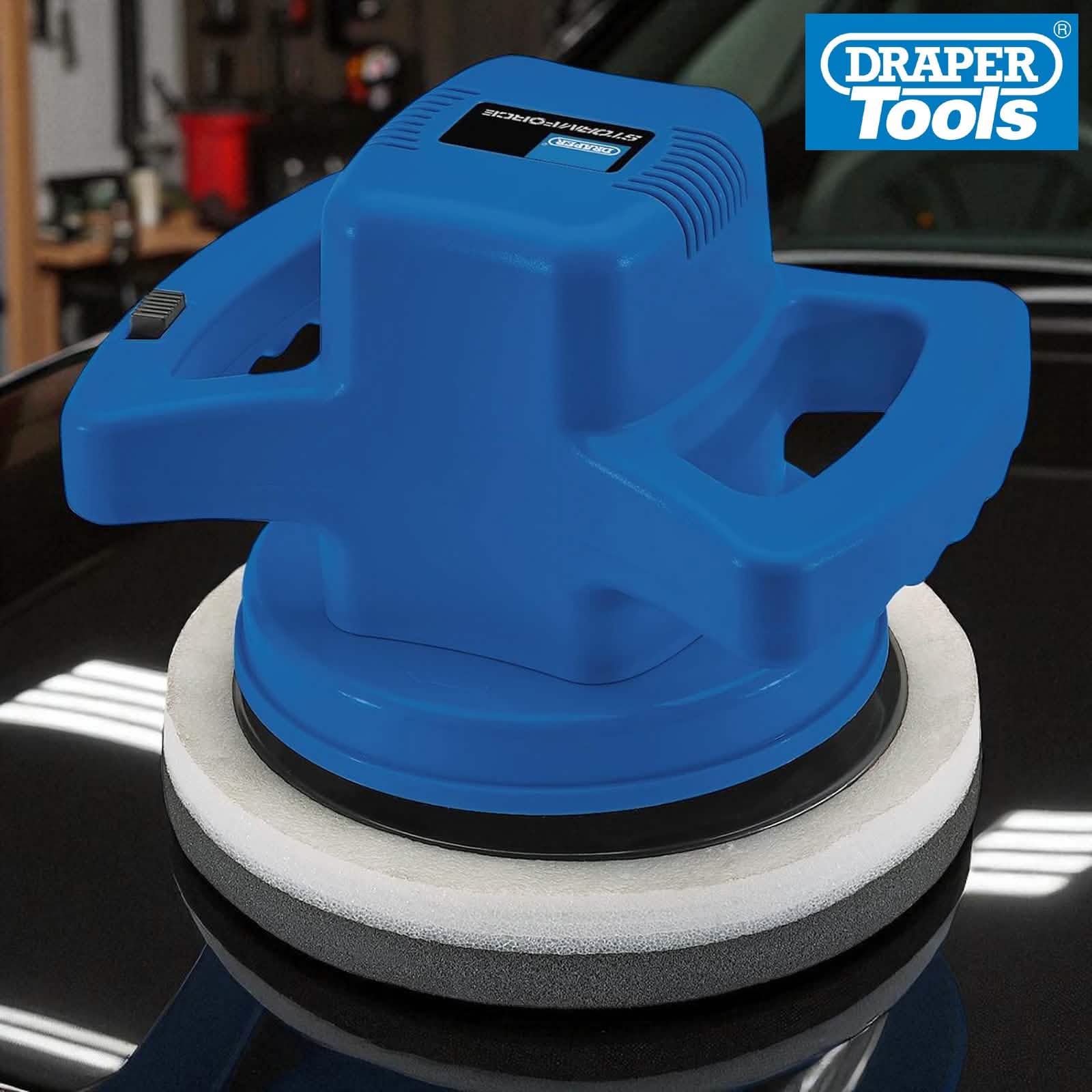 Electric Buffer Car Valeting Polisher Polishing Machine Draper + 4 Bonnets