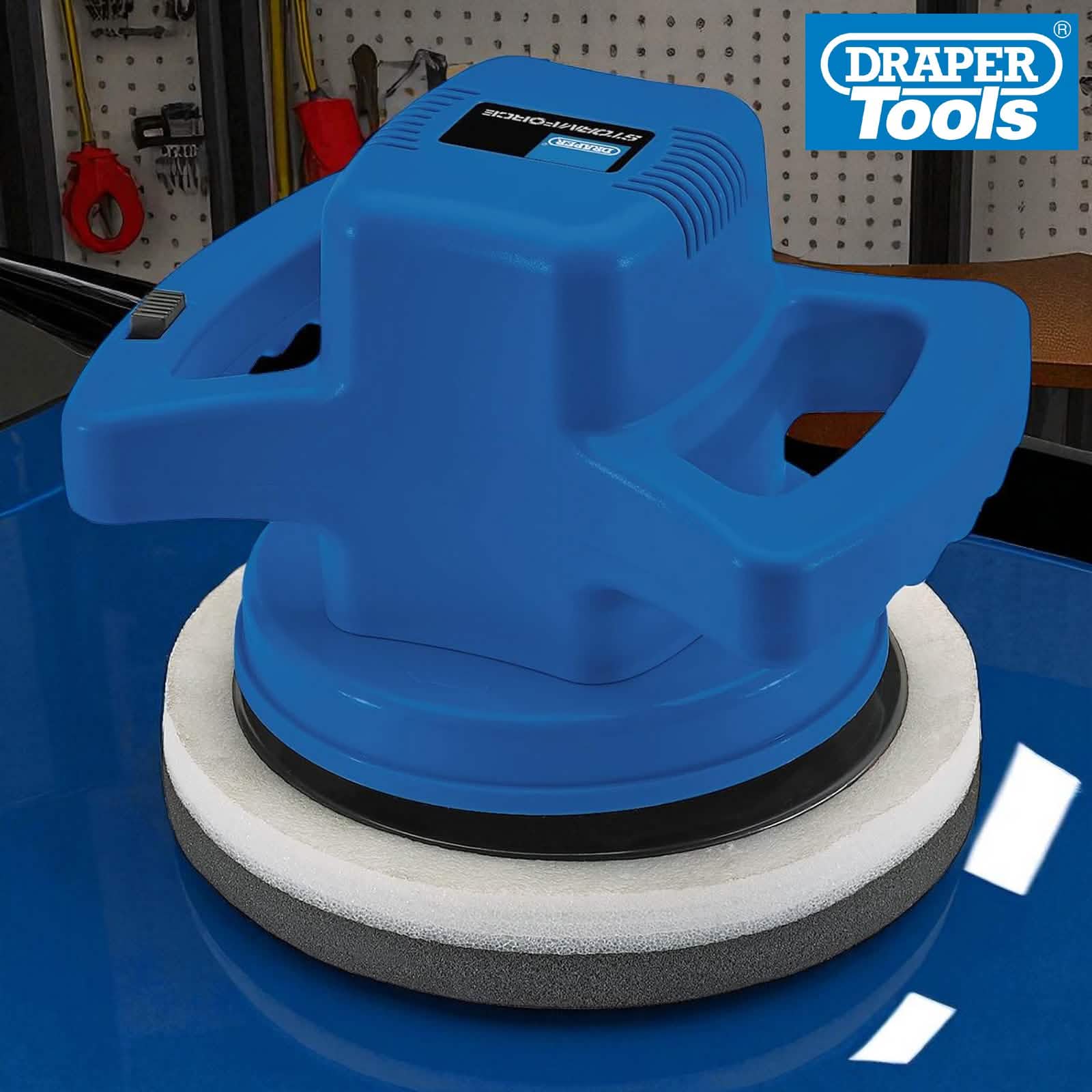 Electric Buffer Car Valeting Polisher Polishing Machine Draper + 4 Bonnets