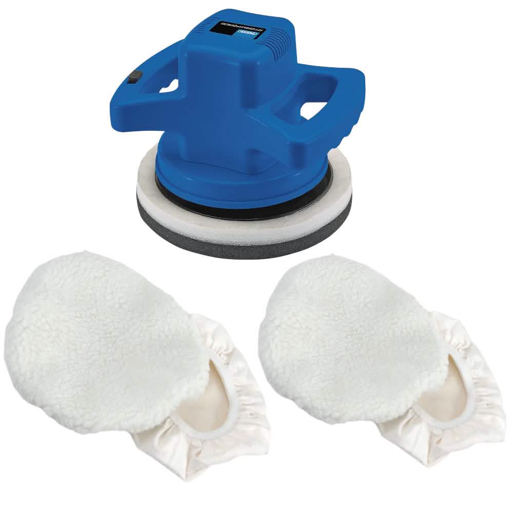 Electric Buffer Car Valeting Polisher Polishing Machine Draper + 4 Bonnets