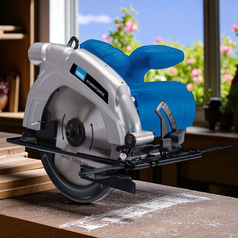 Draper 1200W Electric Circular Saw Power Tool & 4pc 185mm TCT Blades