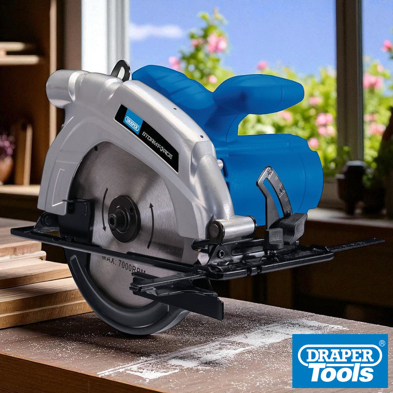 Draper 1200W Electric Circular Saw Power Tool & 4pc 185mm TCT Blades