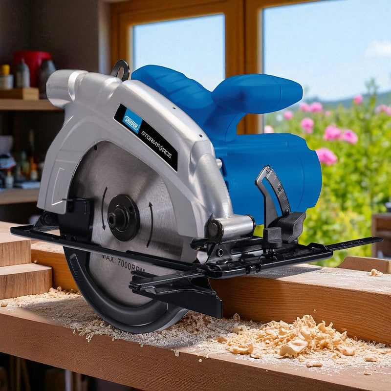 Draper 1200W Electric Circular Saw Power Tool & 4pc 185mm TCT Blades