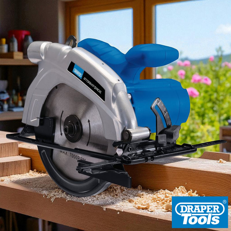 Draper 1200W Electric Circular Saw Power Tool & 4pc 185mm TCT Blades