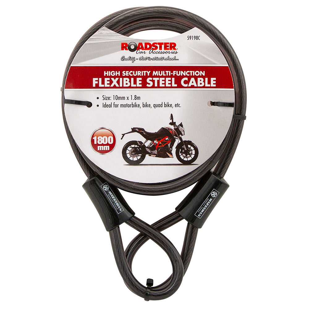 1.8m Cycle Security Cable + D-Shackle Bike Lock Steel U Shaped Bicycle Padlock with 2 Keys