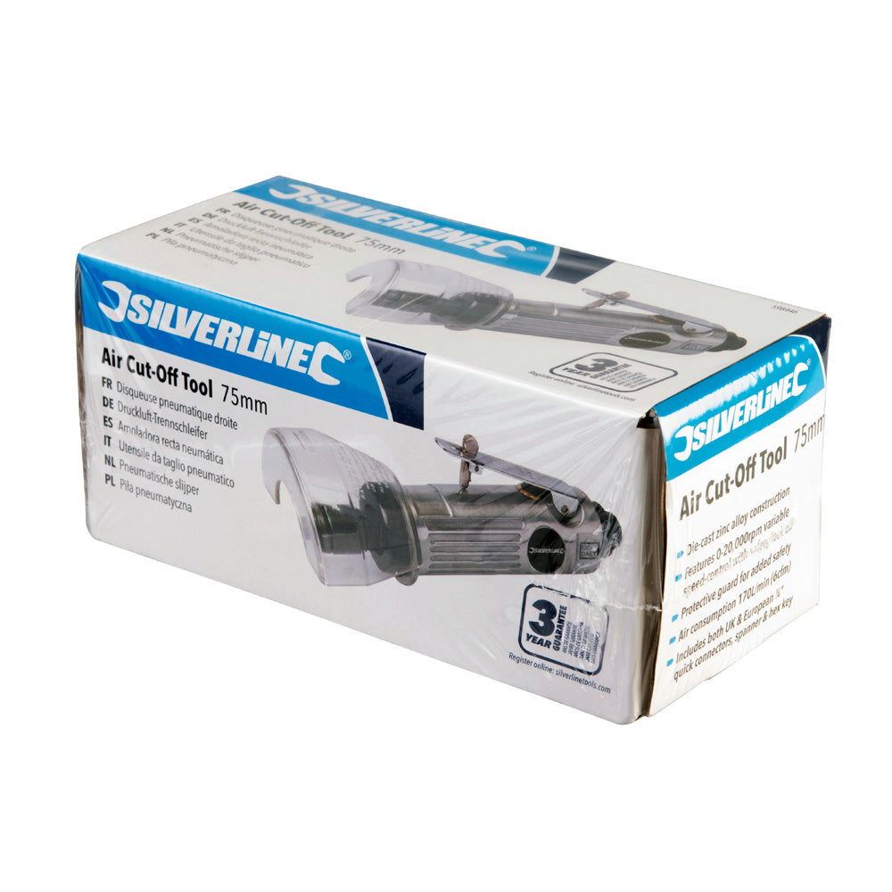 Silverline 598446 Air Cut Off Tool 3" 75mm Pneumatic Grinder Cutter Straight Saw