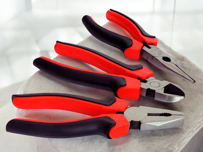 Voche 8" Pliers 3pc Set 200mm Heavy Duty Combination Long Nose & Side Cutting
