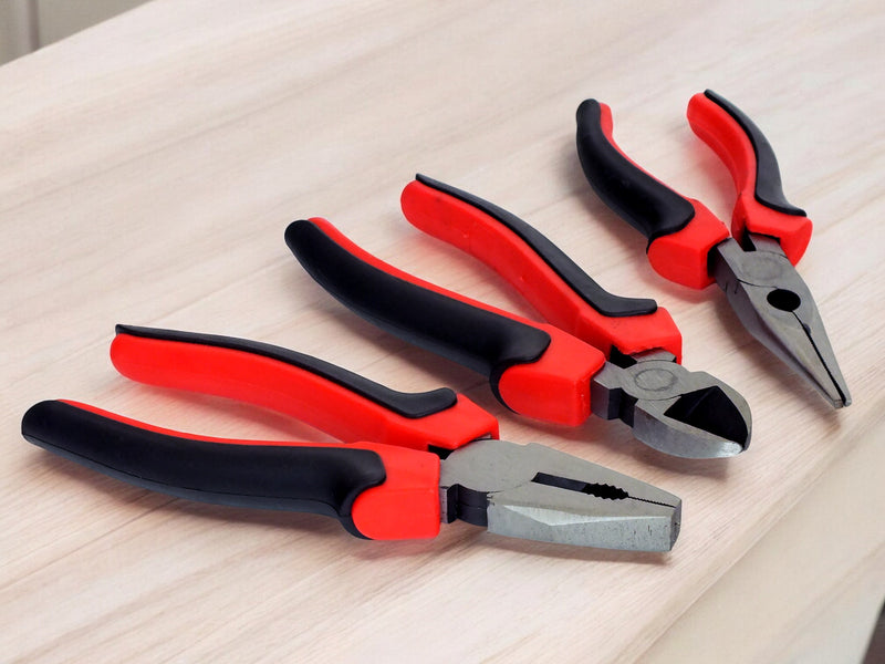 Voche 8" Pliers 3pc Set 200mm Heavy Duty Combination Long Nose & Side Cutting