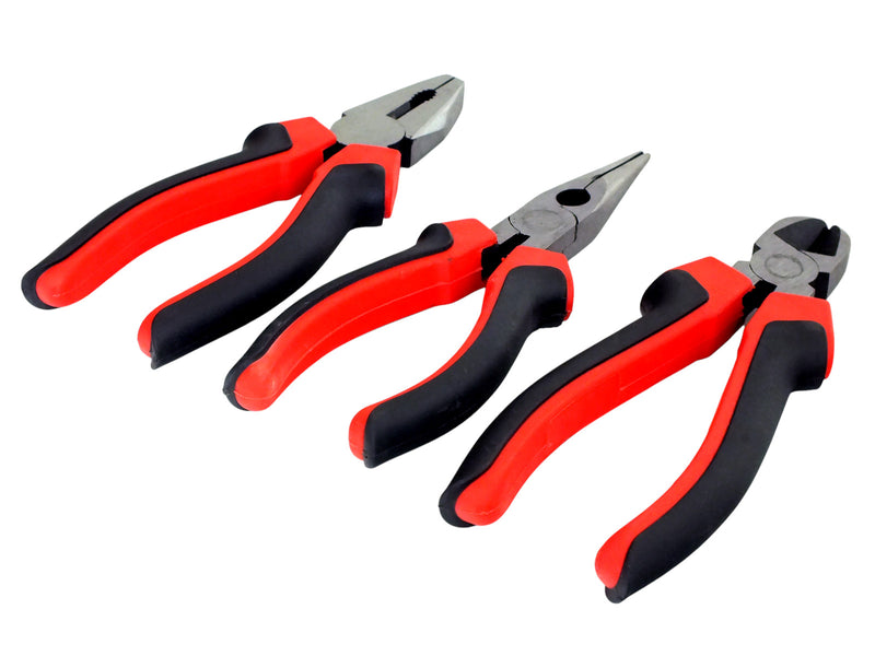 Voche 8" Pliers 3pc Set 200mm Heavy Duty Combination Long Nose & Side Cutting