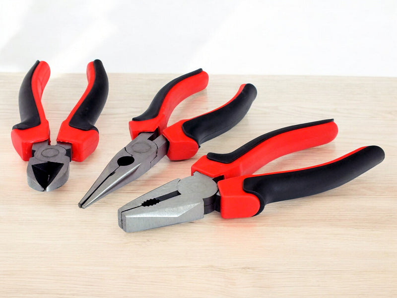 Voche 8" Pliers 3pc Set 200mm Heavy Duty Combination Long Nose & Side Cutting