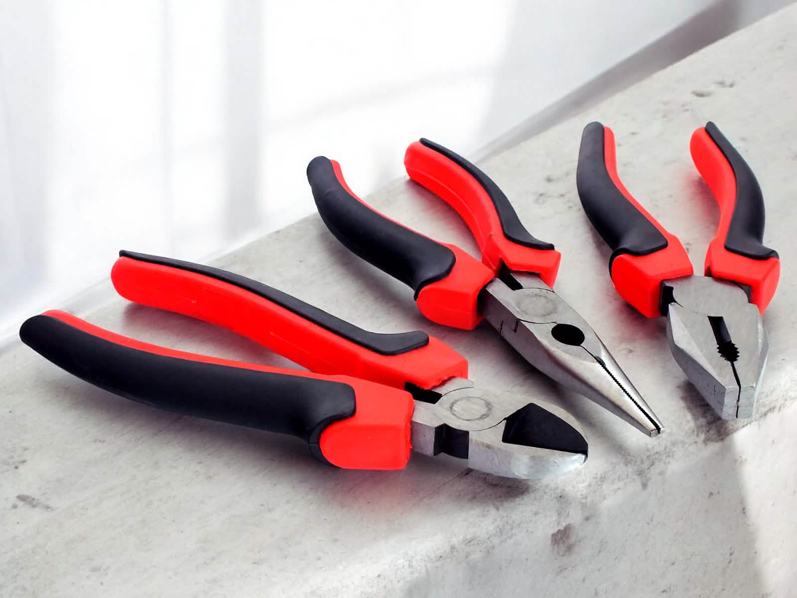 Voche 8" Pliers 3pc Set 200mm Heavy Duty Combination Long Nose & Side Cutting