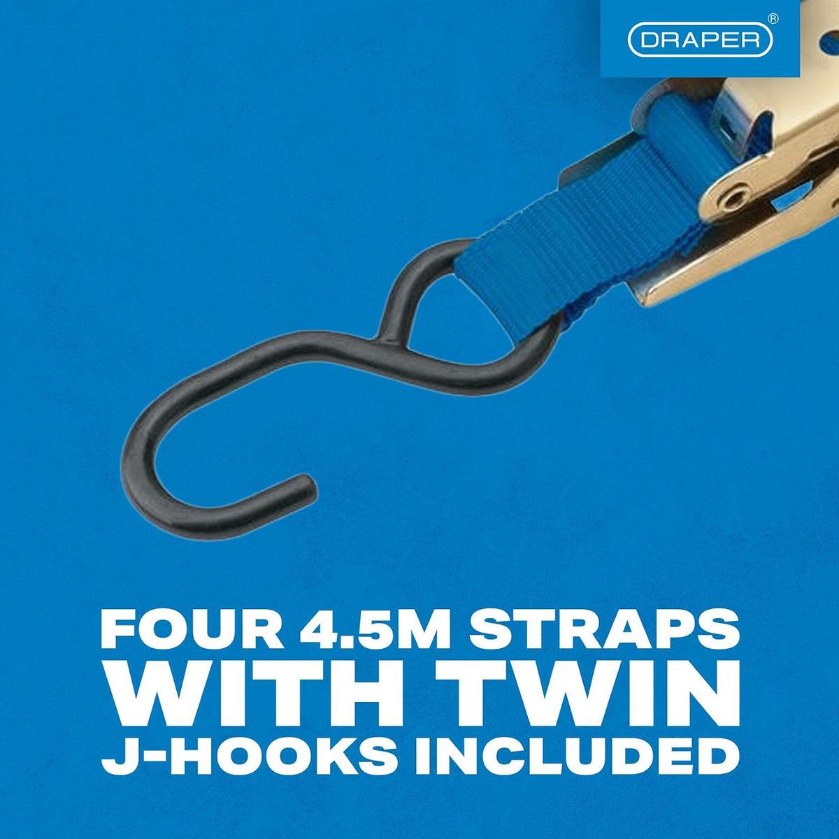 Draper Ratcheting Tie Down Straps, 350Kg (4 Piece) 60960