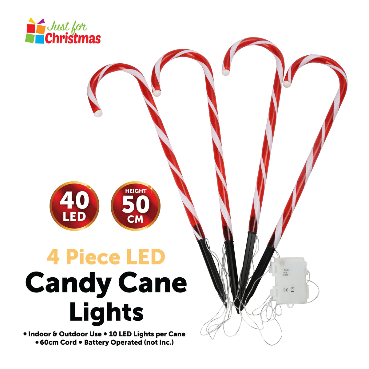 4PC LED Candy Cane Lights Indoor Outdoor Battery Powered