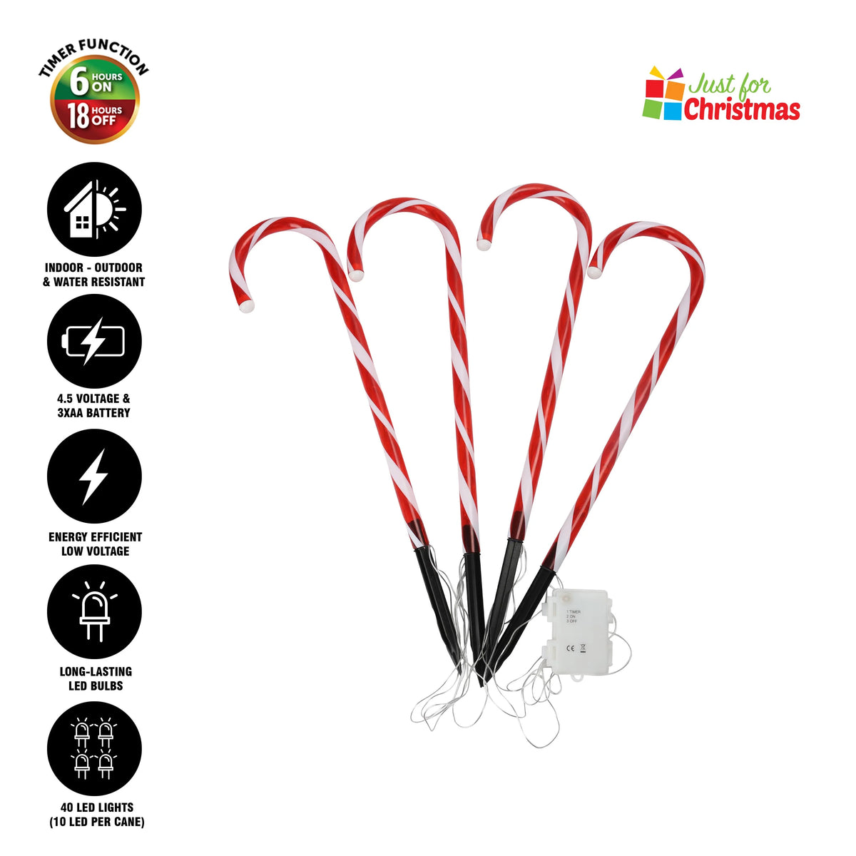 4PC LED Candy Cane Lights Indoor Outdoor Battery Powered