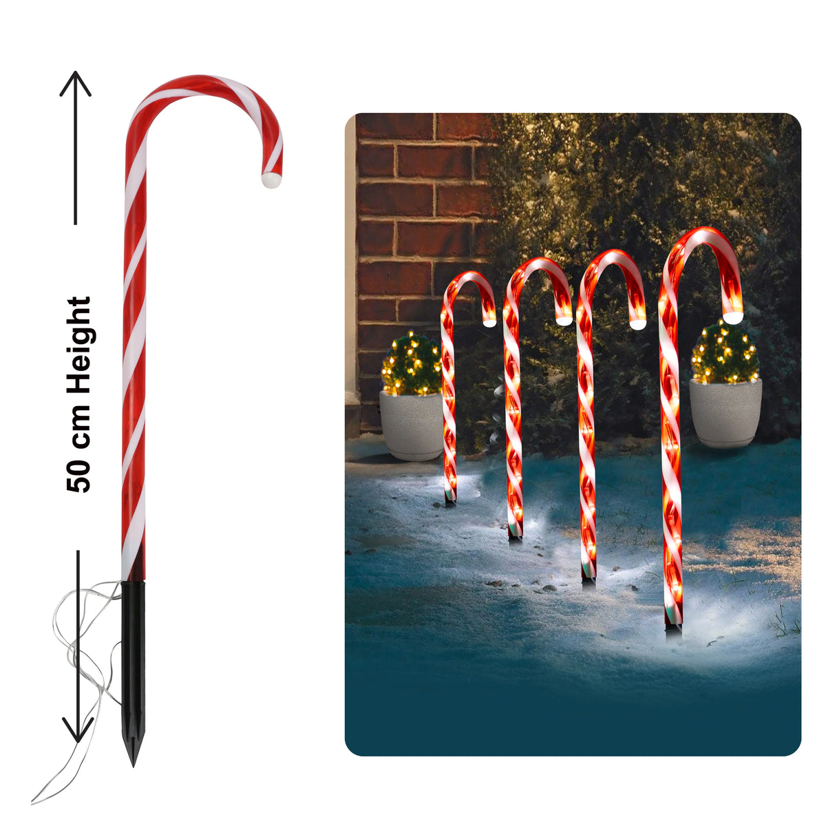 4PC LED Candy Cane Lights Indoor Outdoor Battery Powered