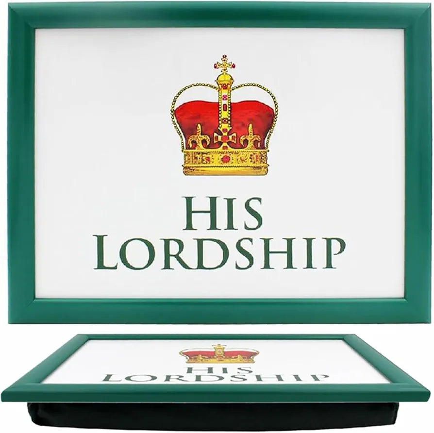 Her Ladyship and His Lordship Lap Tray Serving Set TV Bed Soft Cushioned Padded