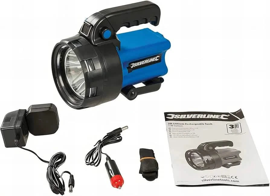 Silverline 3 W Lithium Rechargeable Torch 150 Lumen 