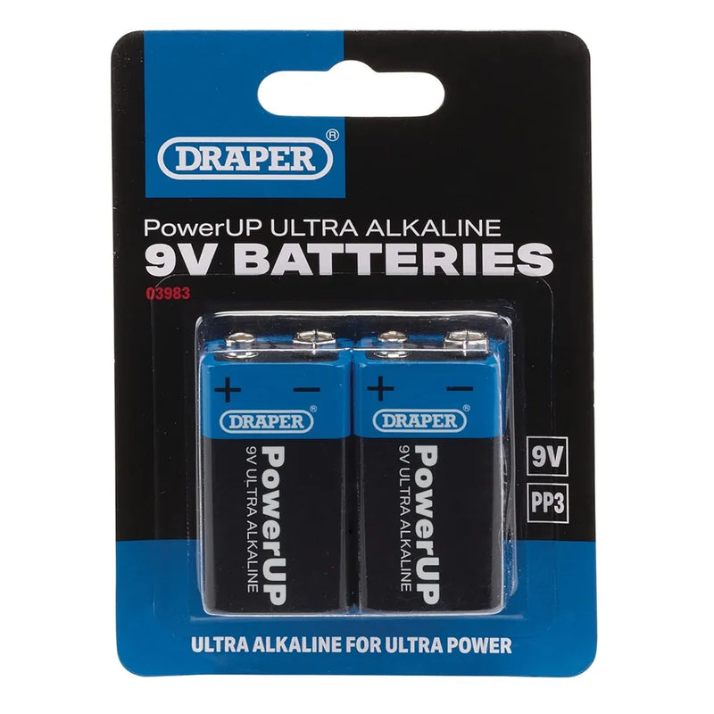 Draper 03983 PowerUP Ultra Alkaline 9V Batteries 