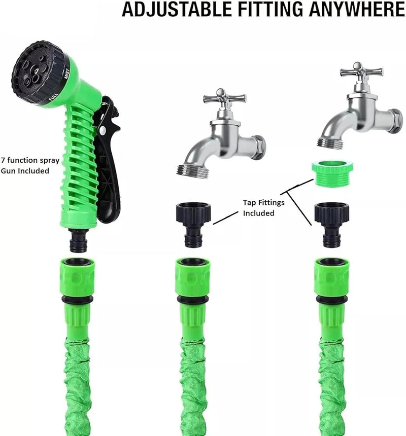 Expandable Garden Hose 50ft Hose Pipe Expandable with 3/4", 1/2" Fittings, Anti-Leakage - Flexible Expanding Hose with 7 Function Spray Nozzle