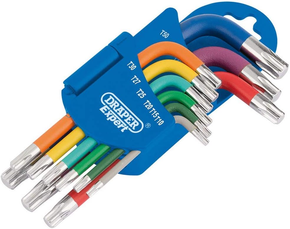Draper Torx Metric Coloured Short Arm Tx-Star Key Set (9 Pce) 66135