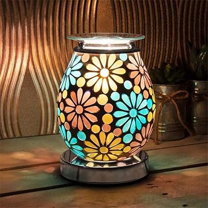 LP47495 Round Humidifier | Blue Flower Mosaic Design | 1 Pc Aroma Lamp