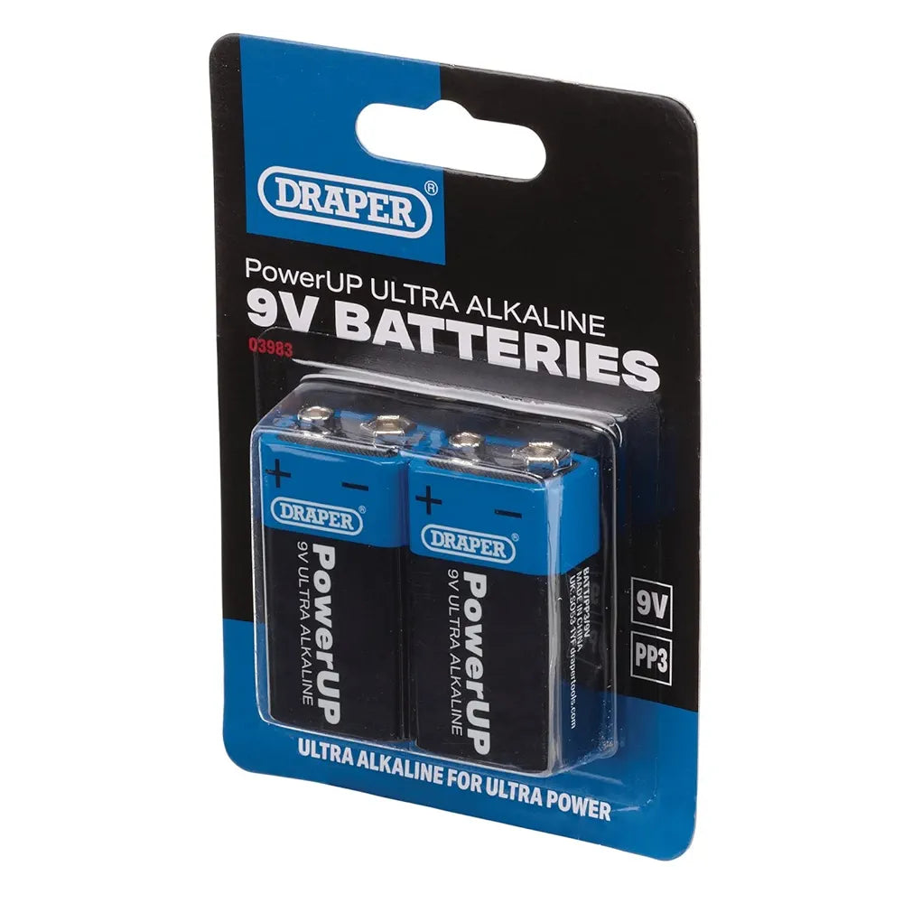 Draper 03983 PowerUP Ultra Alkaline 9V Batteries 