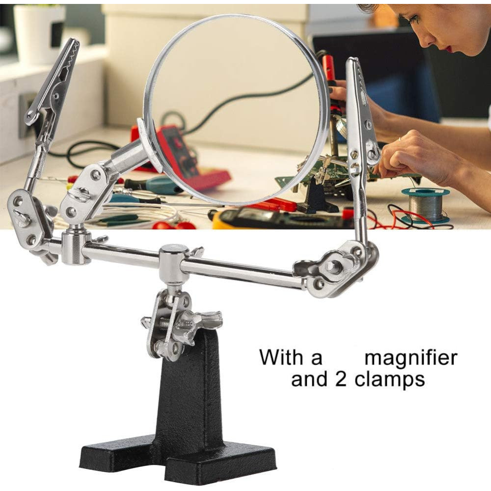 Helping Hands Magnifier Glass Soldering Electronics Hobby Silverline 633830