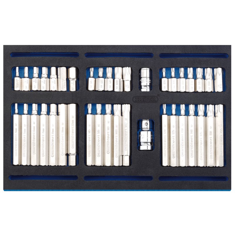 Draper Power Impact Bit Set Hex Spline Torx Eva Insert Tray 40PC 63515