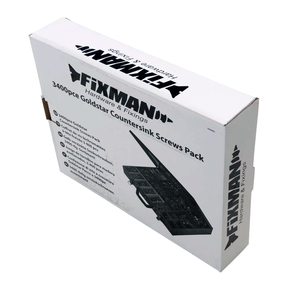 Goldstar 3400pc Countersink Wood Screws with Case Assorted PZD Pozidriv Countersunk Screws