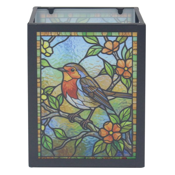 Stained Glass Tea Light Holder Robin