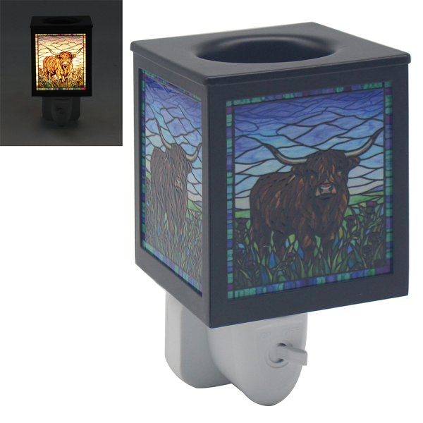 Stained Glass Plug-In Lamp Highland Cow