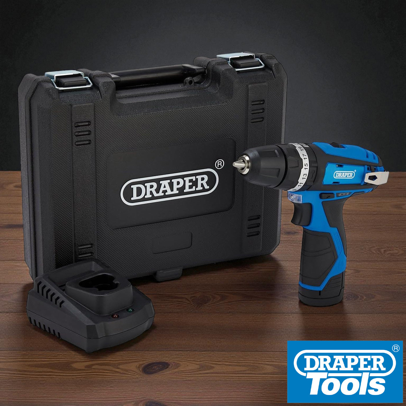 Draper 70256 12V Cordless Combi Drill Driver | Includes Li-ion Battery, Charger and Case