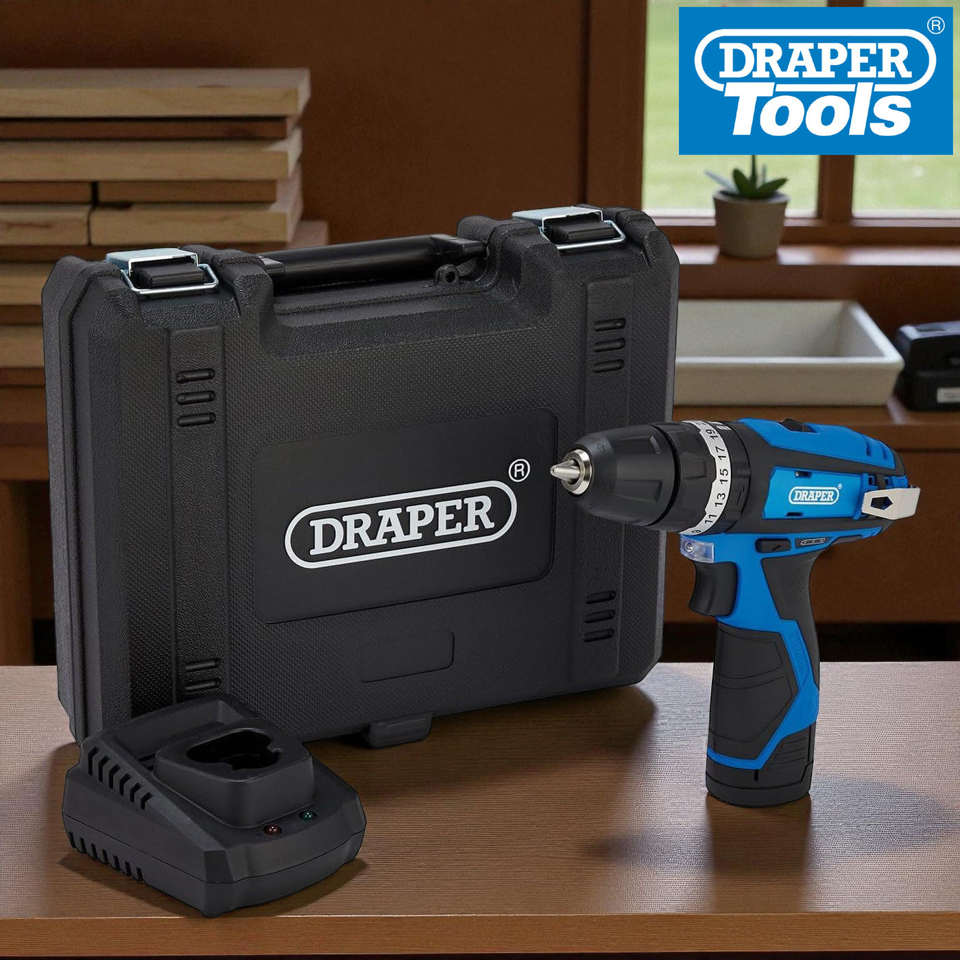 Draper 70256 12V Cordless Combi Drill Driver | Includes Li-ion Battery, Charger and Case