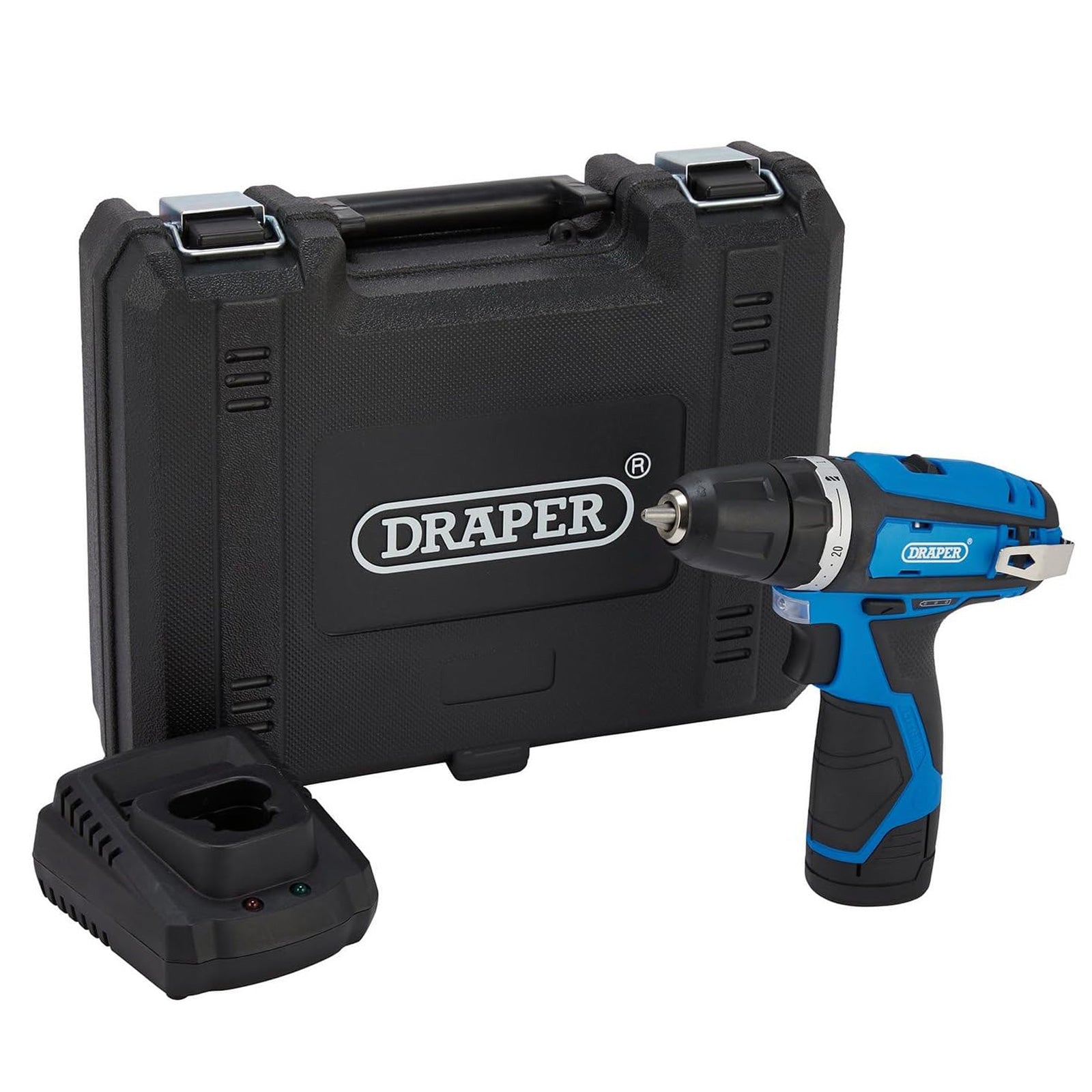 Draper 70328 Cordless Drill Driver | Includes 12V Li-ion Battery, Fast Charger & Case