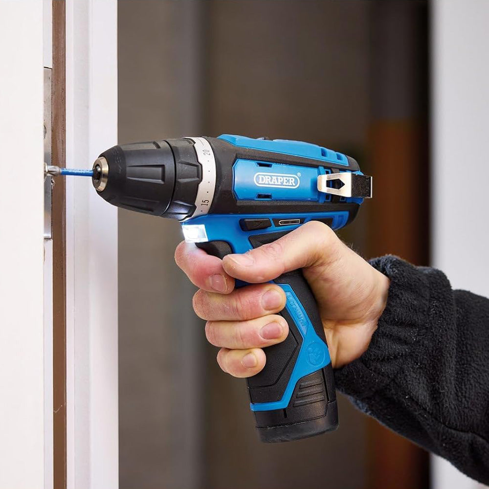 Draper 70328 Cordless Drill Driver | Includes 12V Li-ion Battery, Fast Charger & Case