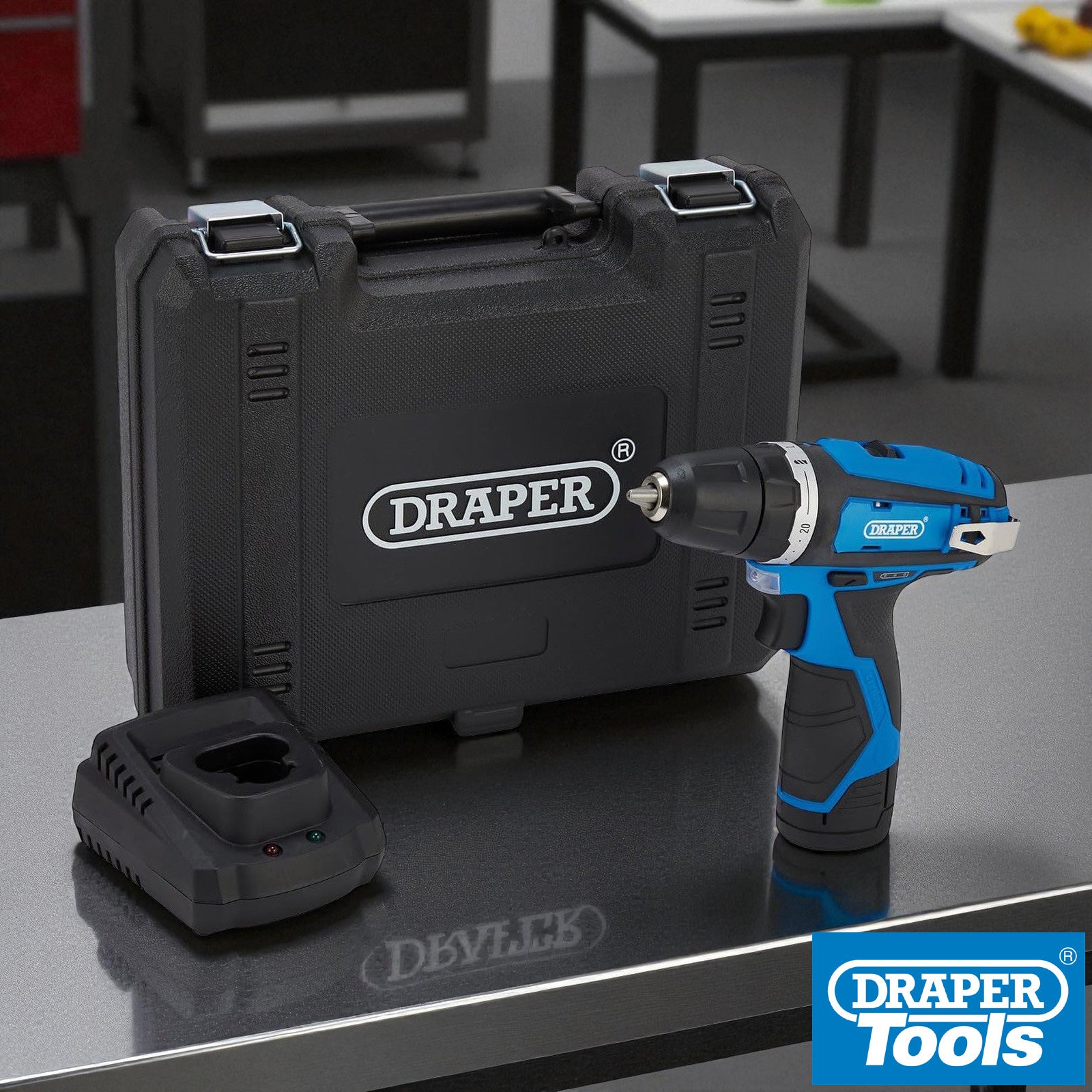 Draper 70328 Cordless Drill Driver | Includes 12V Li-ion Battery, Fast Charger & Case