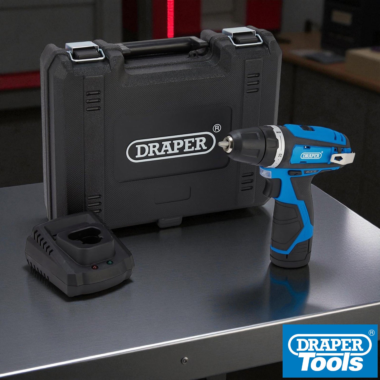 Draper 70328 Cordless Drill Driver | Includes 12V Li-ion Battery, Fast Charger & Case
