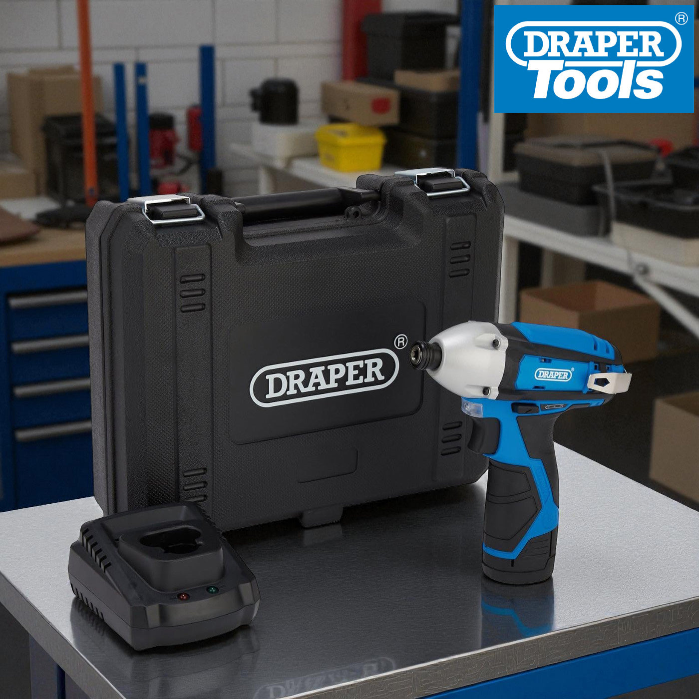 Draper 70332 12V Cordless Impact Driver | Li-ion Battery, Fast Charger & Case